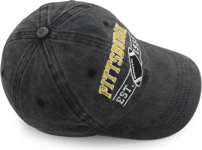 Terojnkl Embroidered City Football Hat for Men Women, Adjustable Unisex Cotton Fans Baseball Cap - Image 4